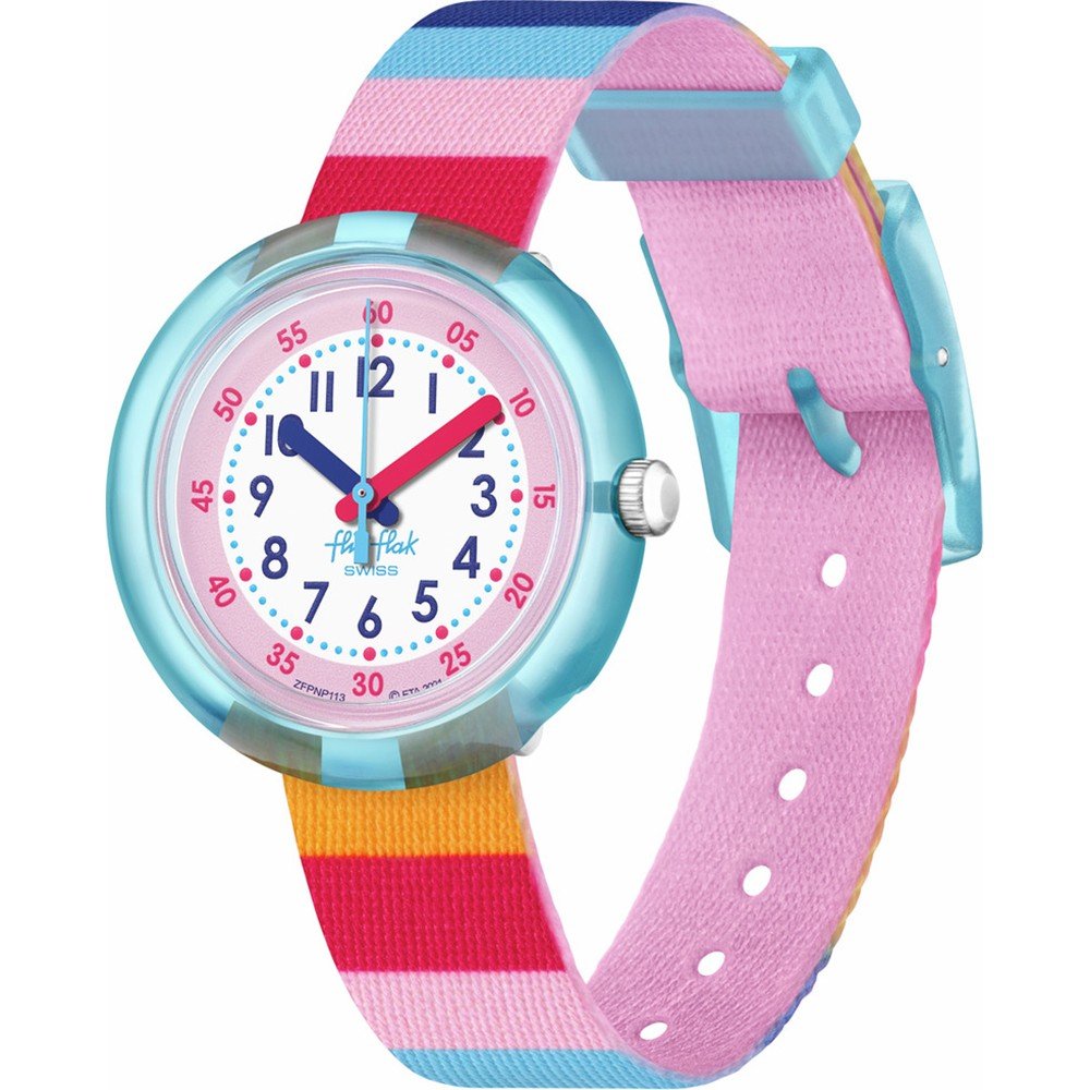 Flik Flak 5+ Power Time FPNP113 Stripy Pink Horloge