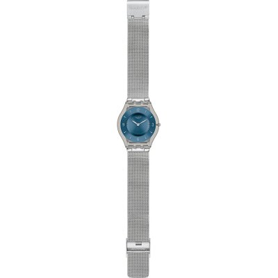 Swatch Skin SFM120M Metal Knit Blue Horloge