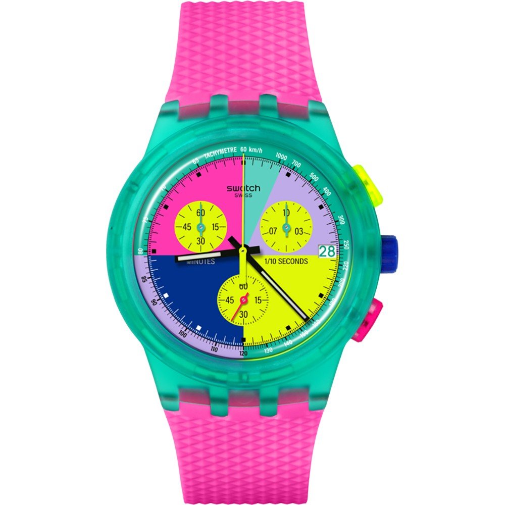 Swatch New Chrono Plastic SUSG408 Swatch Neon Flash Arrow Horloge