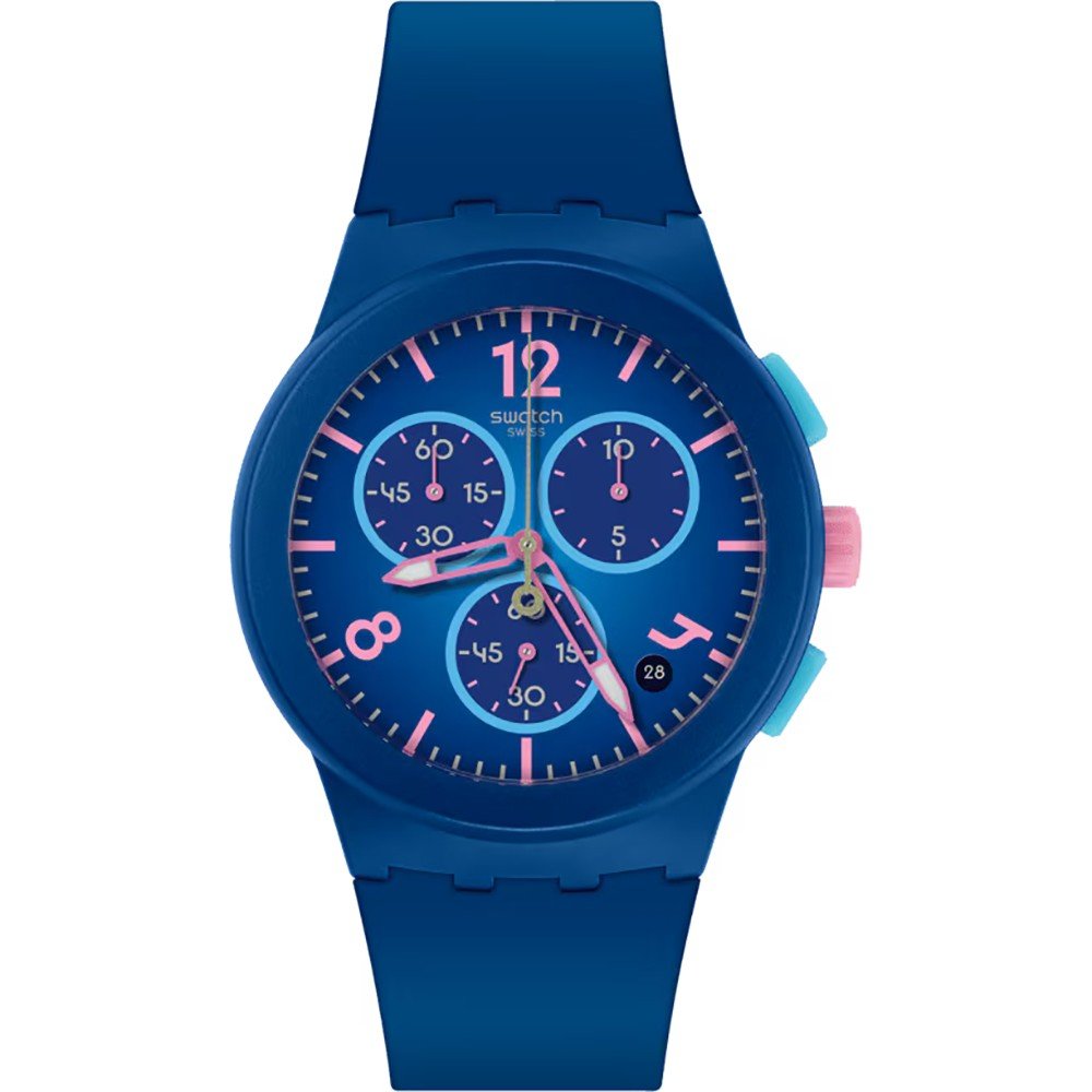 Swatch New Chrono Plastic SUSN420 Blue Heelflip Horloge